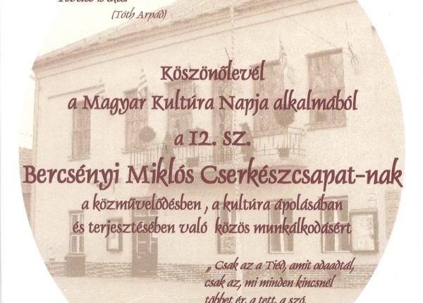 Magyar Kultúra Napja - elismerés